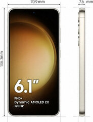 Samsung Galaxy S23, 8/256 GB, kaks SIM-kaarti, valge цена и информация | Мобильные телефоны | kaup24.ee