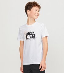 Jack & Jones laste T-särk 12254186*03, valge 5715514944584 цена и информация | Рубашки для мальчиков | kaup24.ee