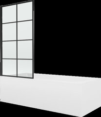 Vann Mexen Vega viimistluse ja klaasseinaga, 160x70 cm + 70 cm, white+I/swing/black grid hind ja info | Vannid | kaup24.ee