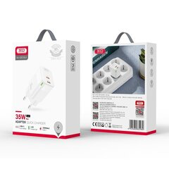 XO wall charger CE07 PD 35W 2x USB-C white + USB-C - Lightning cable цена и информация | Адаптеры и USB-hub | kaup24.ee