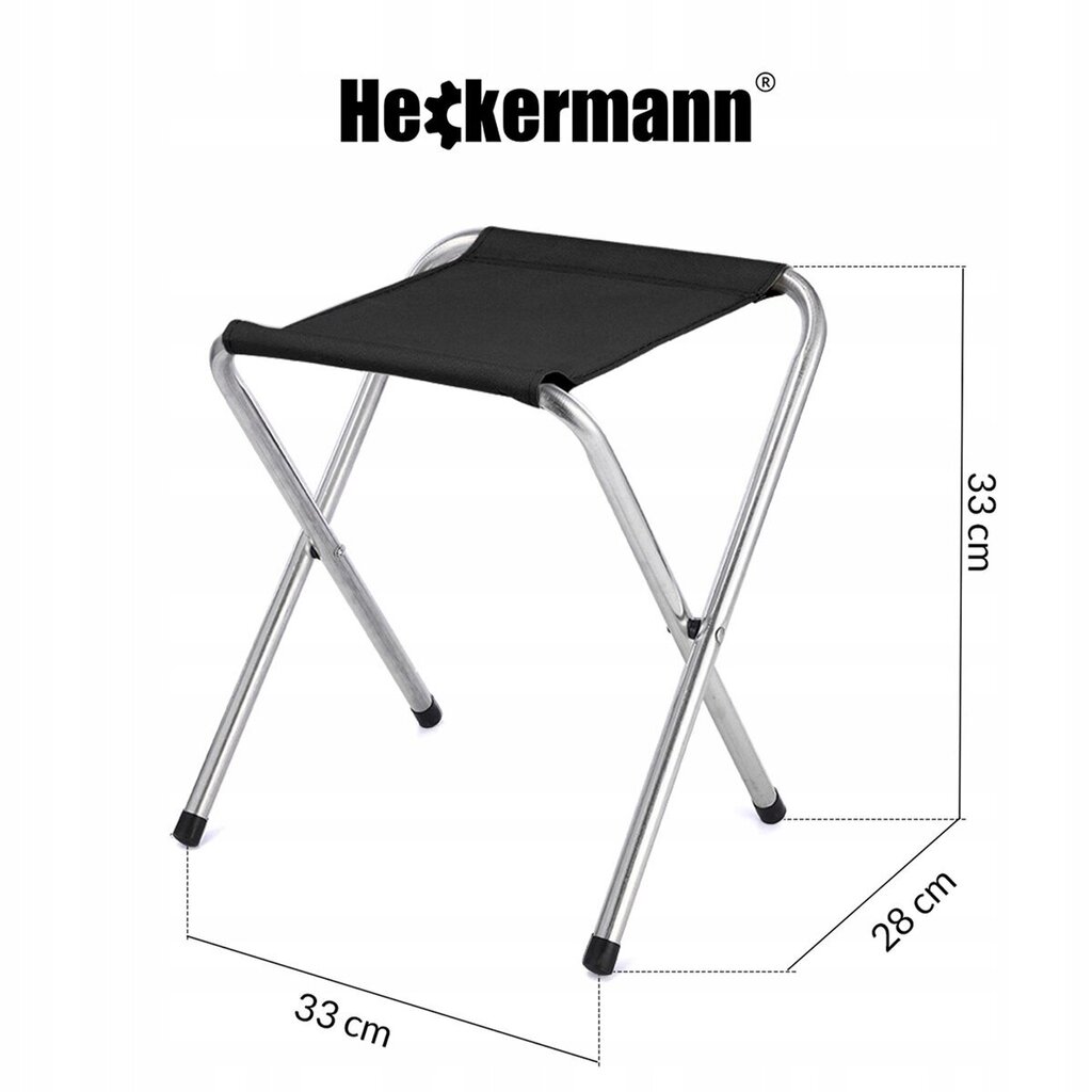 Turisti kokkupandav tool Heckermann, 33x33x28cm, must hind ja info | Matkamööbel | kaup24.ee