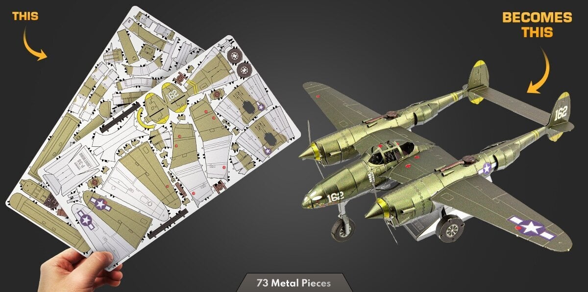 3D pusle Metal Earth P-38 Lightning hind ja info | Pusled | kaup24.ee