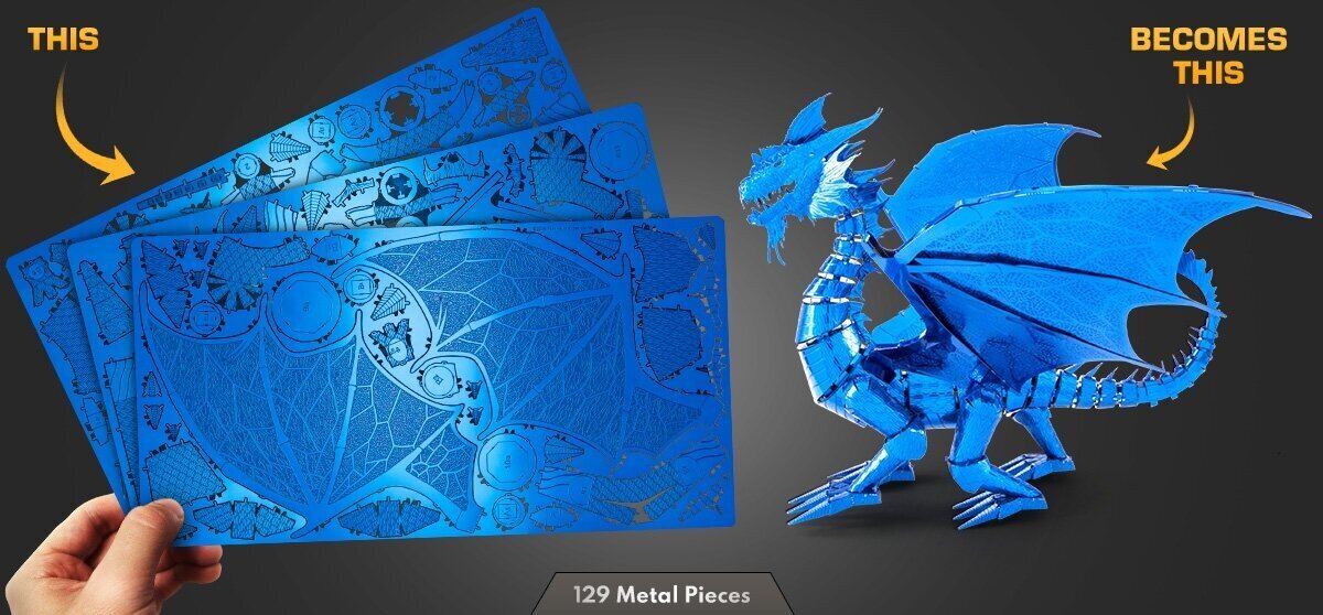 3D pusle Metal Earth Blue Dragon hind ja info | Klotsid ja konstruktorid | kaup24.ee