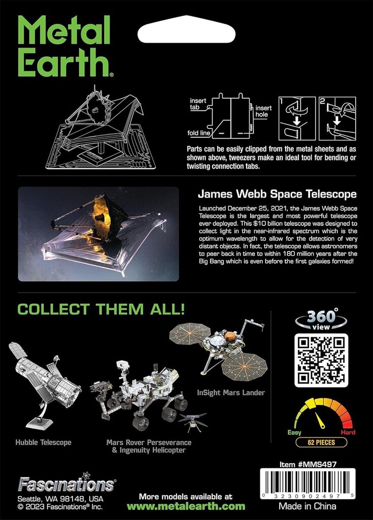 3D pusle Metal Earth James Webb Space Telescope hind ja info | Klotsid ja konstruktorid | kaup24.ee