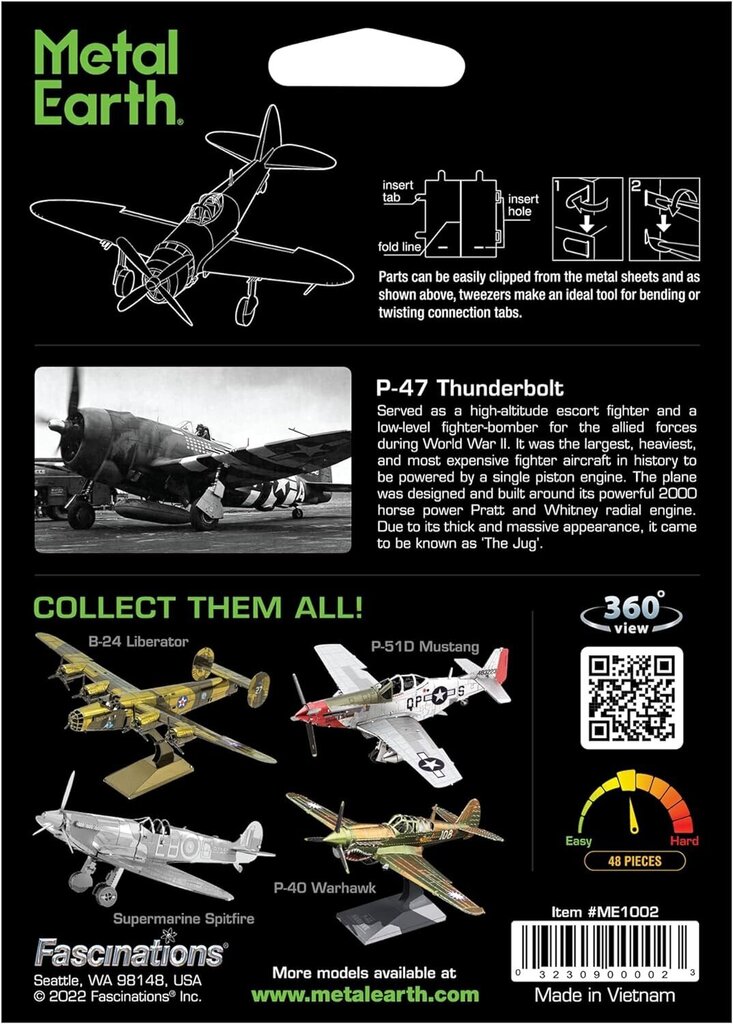 3D pusle Metal Earth P-47 Thunderbolt цена и информация | Klotsid ja konstruktorid | kaup24.ee