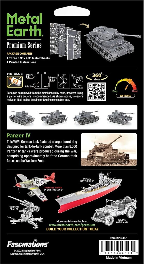 3D pusle Metal Earth Panzer IV hind ja info | Pusled | kaup24.ee