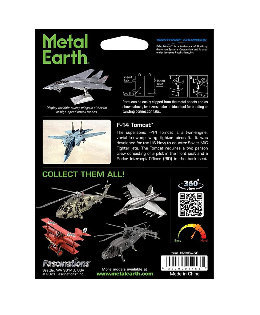 3D pusle Metal Earth F-14 Tomcat hind ja info | Pusled | kaup24.ee