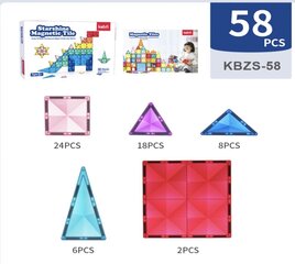 KEBO magnetklotsid, 58-osaline komplekt цена и информация | Конструкторы и кубики | kaup24.ee