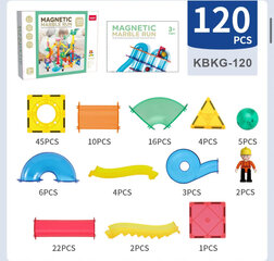 KEBO магнитный конструктор - трасса с шариками , 120 деталей цена и информация | Конструкторы и кубики | kaup24.ee