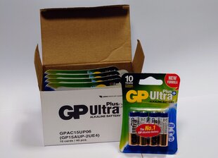 Patareid GP Ultra Plus alkaline AA 1.5V, 40tk hind ja info | Patareid | kaup24.ee