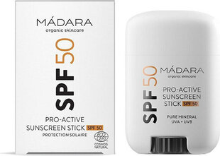 Päikesekreem Madara Pro-Active Sunscreen Stick SPF50, 18g hind ja info | Päikesekreemid | kaup24.ee