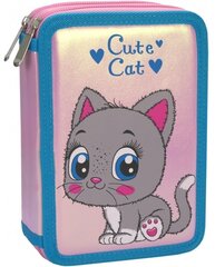 Пенал CUTE CAT, CoolForSchool, 205х140х45 мм, с 2 откидными отделениями цена и информация | Пенал | kaup24.ee