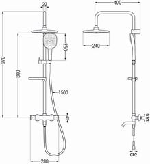 Vonios-dušo sistema su termostatu Mexen KX17, Chrome/White цена и информация | Душевые комплекты и панели | kaup24.ee