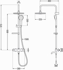 Vonios-dušo sistema su termostatu Mexen KX05, Gold/White цена и информация | Душевые комплекты и панели | kaup24.ee