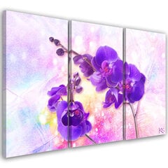 Kolmeosaline reproduktsioon, lilla orhidee цена и информация | Картины, живопись | kaup24.ee