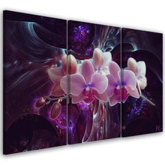 Kolmeosaline reproduktsioon, roosa orhidee цена и информация | Картины, живопись | kaup24.ee