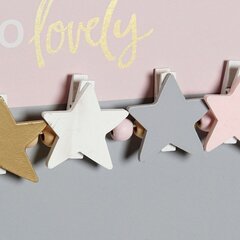 Картина-фоторамка с щипчиками DKD Home Decor Hello Lovely 40 x 1 x 24 cм, звезды, деревянный MDF цена и информация | Рамки, фотоальбомы | kaup24.ee