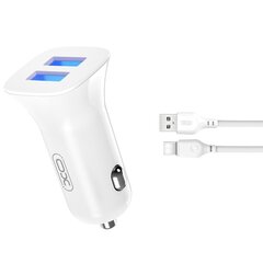 XO TZ10 Car charger 2x USB 2.4A + USB-C cable hind ja info | Mobiiltelefonide laadijad | kaup24.ee