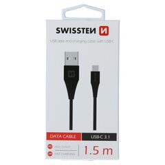 Swissten Провод  USB / USB-C 3.1 Провод 1.5m цена и информация | Borofone 43757-uniw | kaup24.ee