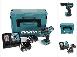 Аккумуляторная ударная дрель Makita DHP 483 RMJ 18В 40Нм Makpac + 2х аккумулятора 4,0 Ач + блок зарядки цена и информация | Шуруповерты, дрели | kaup24.ee