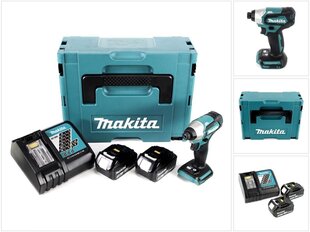 Аккумуляторный ударный гайковерт Makita DTD 155 RFJ 18 В 140 Нм 1/4 дюйма + 2х аккумулятора 3,0 Ач + блок зарядки + Makpac цена и информация | Шуруповерты, дрели | kaup24.ee