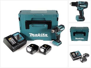 Аккумуляторная дрель-шуруповерт Makita DDF 485 RMJ 18 В 50 Нм Makpac + 2х аккумулятора 4,0 Ач + блок зарядки цена и информация | Шуруповерты, дрели | kaup24.ee