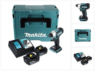 аккумуляторный ударный гайковерт Makita DTD 155 RGJ 18 В 140 Нм 1/4" + 2 аккумулятора 6,0 Ач + устройство для зарядки + Makpac цена и информация | Шуруповерты, дрели | kaup24.ee