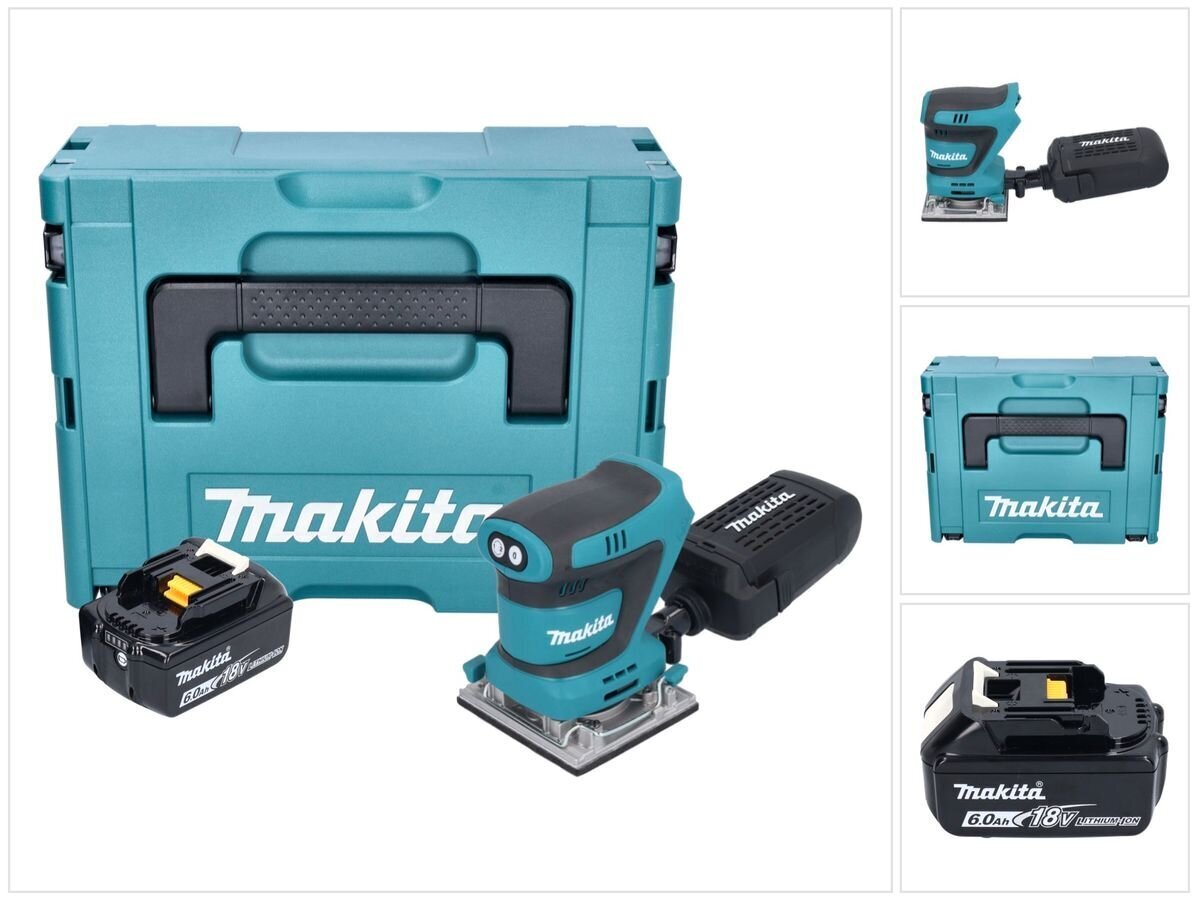 Aku veski Makita DBO 484 G1J 18 V 112 x 102 mm + 1x aku 6,0 Ah + Makpac - ilma laadijata цена и информация | Lihvmasinad ja ketaslõikurid | kaup24.ee