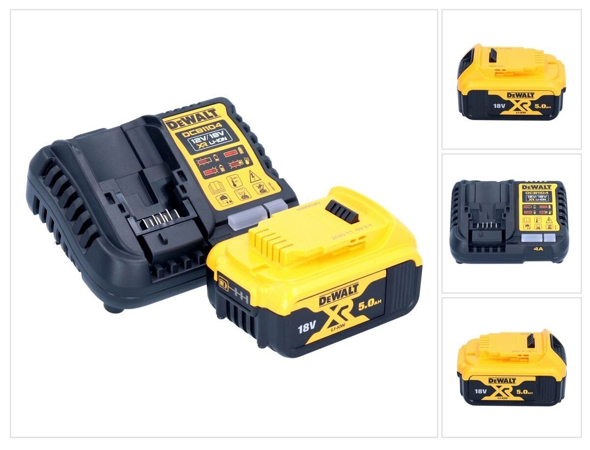 Laadimiskomplekt DeWalt DCB 1104 P1 12 V / 18 V 1x aku 5,0 Ah + DCB 1104 laadija hind ja info | Akutrellid, kruvikeerajad | kaup24.ee