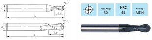 VHM 1P Down Cut 2 x 6 x 3,175 x 38 мм 45 HRC цена и информация | Фрезы | kaup24.ee