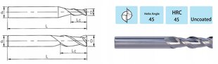 Твердосплавная фреза для алюминия VHM 2 ручки 10 x 100 цена и информация | Фрезы | kaup24.ee