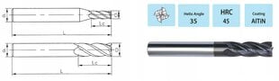 Твердосплавная фреза VHM 1 x 6D x 30 мм 4 Feather 45 HRC цена и информация | Фрезы | kaup24.ee