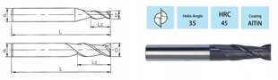 Твердосплавная фреза VHM 2 x 6 x 50 2F 2 Feathers 45 HRC ! цена и информация | Фрезы | kaup24.ee