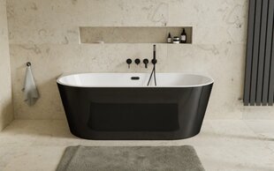 Vann Besco Vica New B&W 150, Klik-klak Black, slim ülevool цена и информация | Ванны | kaup24.ee