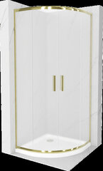 Poolringikujuline dušikabiin Mexen Rio F koos aluse ja sifooniga, matt, Gold+White/Gold, 80 x 80 cm hind ja info | Dušikabiinid | kaup24.ee