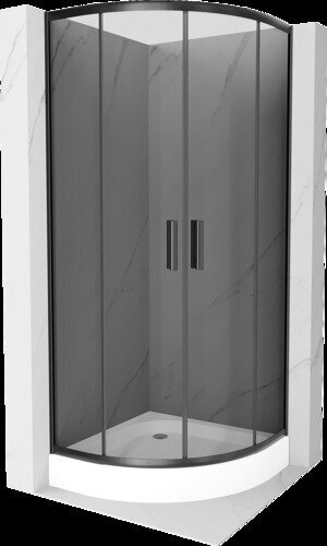 Poolringikujuline dušikabiin Mexen Rio koos aluse ja sifooniga, Graphite/Black, 80 x 80 cm hind ja info | Dušikabiinid | kaup24.ee