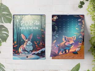 Loomade illustratsioonidega kalender 2024 PointPrint, A3, 12 pilti цена и информация | Календари, ежедневники | kaup24.ee