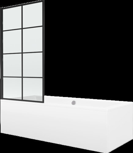 Vann Mexen Cube viimistluse ja klaasseinaga, 180x80 cm + 80 cm, white+I/swing/black grid hind ja info | Vannid | kaup24.ee