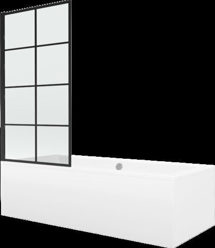 Vann Mexen Cube viimistluse ja klaasseinaga, 180x80 cm + 80 cm, white+I/fix/black grid цена и информация | Vannid | kaup24.ee