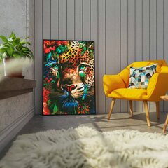 Алмазная Мозаика на Раме Ягуар и цветы 5D Diamond Painting Oh Art! 40x50 cm цена и информация | Алмазная мозаика | kaup24.ee