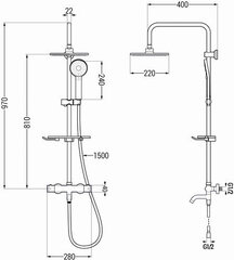 Vonios-dušo sistema su termostatu Mexen KT40, White цена и информация | Душевые комплекты и панели | kaup24.ee