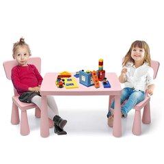 Laste laud 2 tooliga Costway, roosa цена и информация | Детские столы и стулья | kaup24.ee