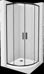 Poolringikujuline dušikabiin Mexen Rio F aluse ja sifooniga, Black+White/Black, 80 x 80 cm hind ja info | Dušikabiinid | kaup24.ee