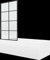 Vann Mexen Cubik viimistluse ja klaasseinaga, 150x70 cm + 70 cm, white+I/swing/black grid hind ja info | Vannid | kaup24.ee