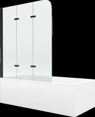 Vann Mexen Cubik viimistluse ja klaasseinaga, 150x70 cm + 120 cm, white+III/fold/black цена и информация | Ванны | kaup24.ee