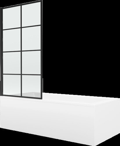 Vann Mexen Cubik viimistluse ja klaasseinaga, 160x70 cm + 80 cm, white+I/swing/black grid цена и информация | Vannid | kaup24.ee