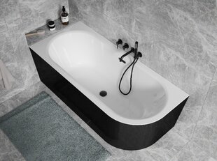 Vann Besco Avita A-line B&W 150, vasakpoolse nurgaga, Klik-klak Black, slim ülevool цена и информация | Ванны | kaup24.ee