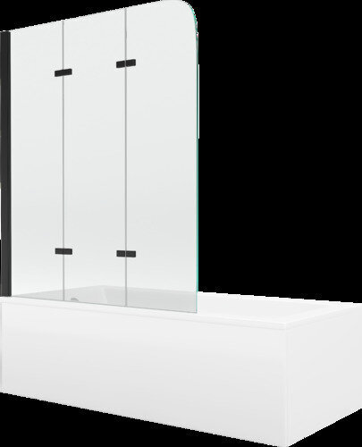 Vann Mexen Cubik viimistluse ja klaasseinaga, 160x70 cm + 120 cm, white+III/fold/black hind ja info | Vannid | kaup24.ee
