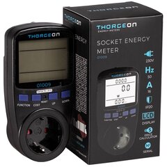 Socket Power Consumption Meter 16A EU Plug Black THORGEON цена и информация | Выключатели, розетки | kaup24.ee