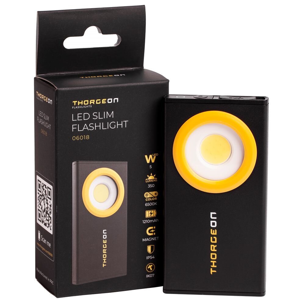 LED taskulamp 5W COB 350lm/120lm IP54 liitiumioon Thorgeon hind ja info | Taskulambid, prožektorid | kaup24.ee